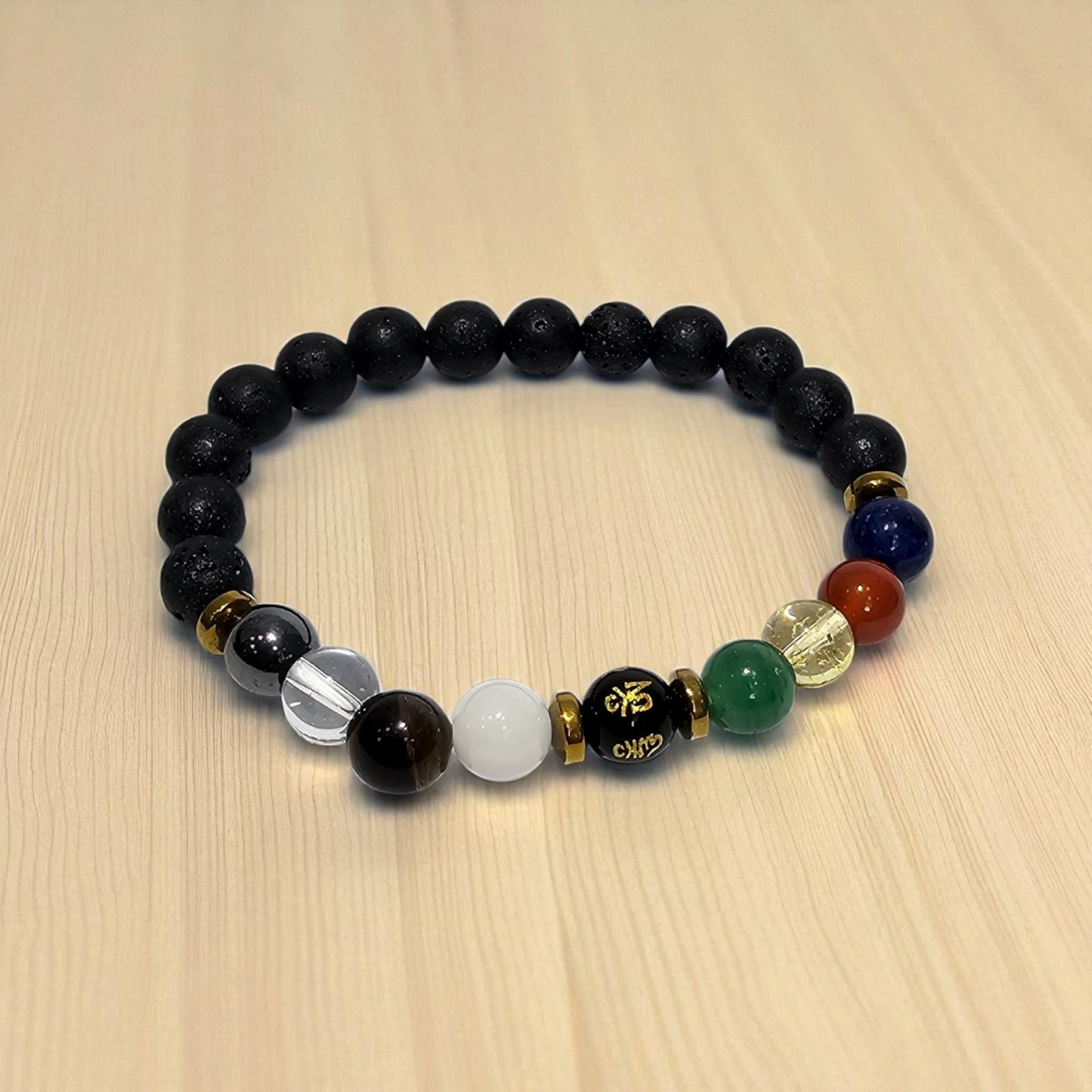 Miran Agate 7 Chakra Healing Bracelet with Lava Crystals