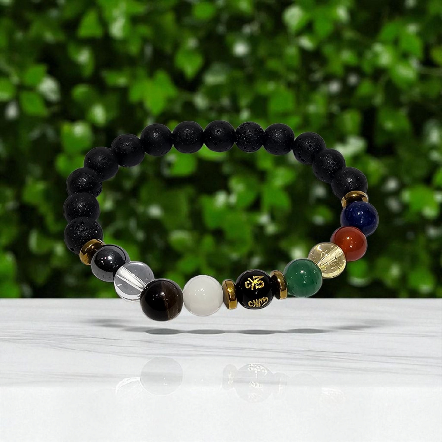 Miran Agate 7 Chakra Healing Bracelet with Lava Crystals
