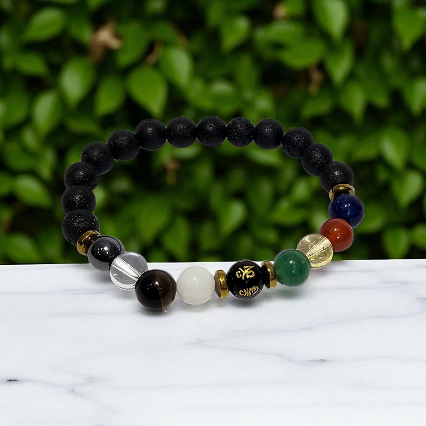 Miran Agate 7 Chakra Healing Bracelet with Lava Crystals