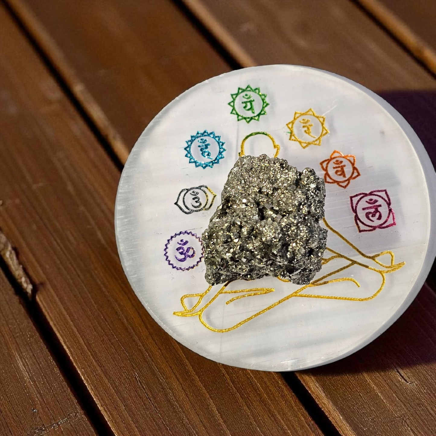 ⚡ Selenite Recharging Plate + Raw Pyrite Stone Combo
