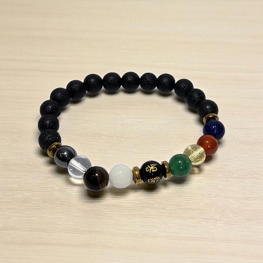 Miran Agate 7 Chakra Healing Bracelet with Lava Crystals