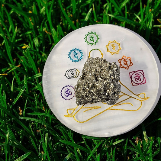⚡ Selenite Recharging Plate + Raw Pyrite Stone Combo